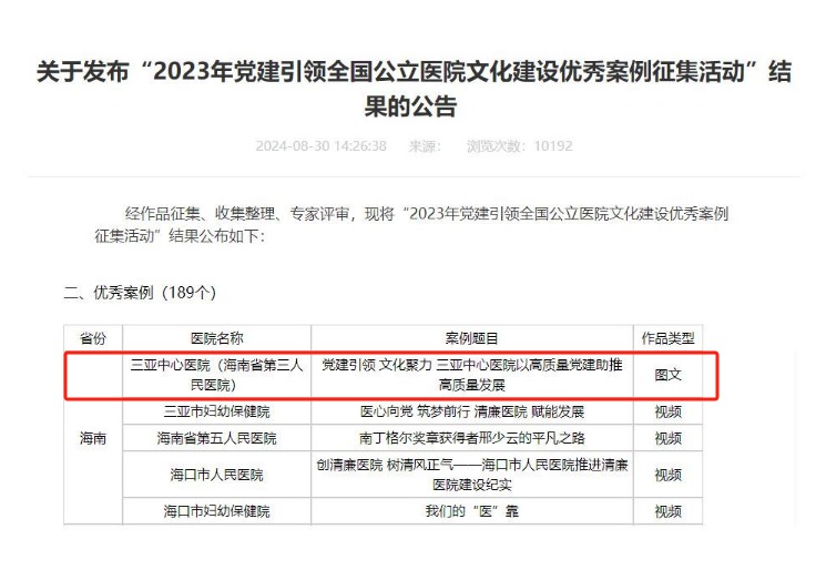 喜报！我院荣获“2023年党建引领全国公立医院文化建设优秀案例征集活动”全国优秀案例