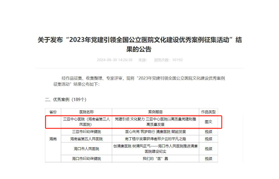 喜报！我院荣获“2023年党建引领全国公立医院文化建设优秀案例征集活动”全国优秀案例