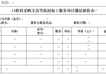 三亚中心医院（海南省第三人民医院）口腔科采购义齿等耗材加工服务项目邀请报价公告