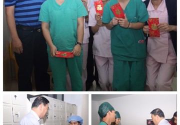 陈仲院长率班子成员及机关干部慰问春节值班的医护人员和京医专家